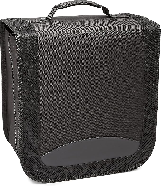 Amazon Basics Polyester CD/DVD Portable Storage Binder with Handle, 400-Capacity, Black - Image 2