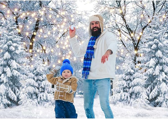 10x8FT Blue Winter Forest Scene Photography Backdrop Wonderland Snowflake Landscape Background for Christmas Xmax Family Holiday Party Decorations Supplies Banner Picture Photo Studio Props - Image 4