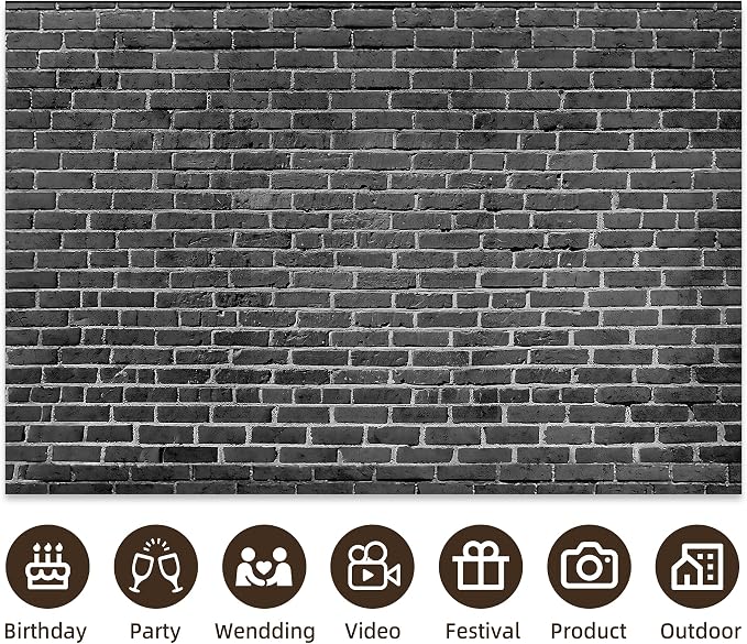 10x6.5 Ft Brick Wall Backdrop，Large Polyester Fabric Black Brick Backdrop Photo Backdrops Background for Halloween Party Christmas Halloween Decoration Photo Booth Prop Banner - Image 6