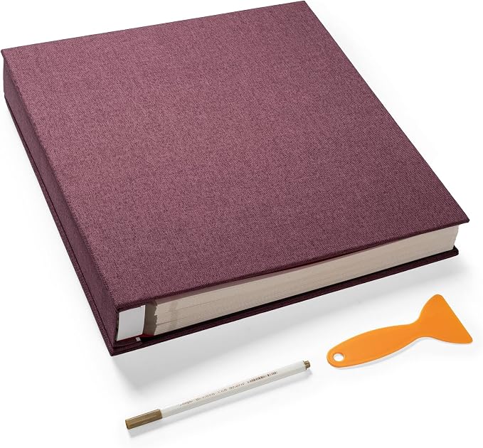 Large Photo Album Self Adhesive 4x6 8x10 10x12 Scrapbook Magnetic Album DIY Scrapbook Length 13 x Width 12.8 (Inches) 120 Sticky Pages Linen Cover DIY Photo Album(Purple) by HenPisen