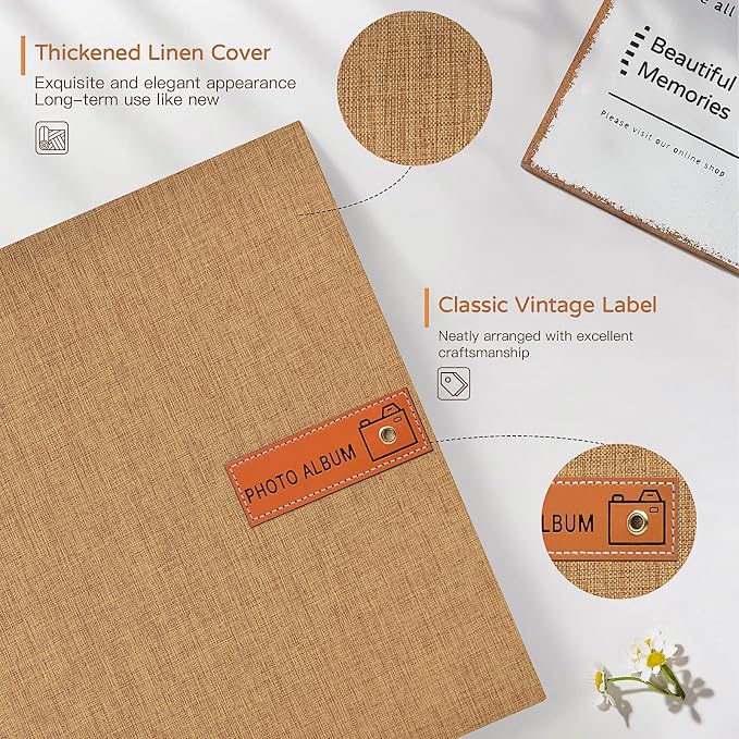 Popotop Large Photo Album Self Adhesive 4x6 5x7 8x10 Scrapbook Album DIY Picture Book,Gifts for Mom,Family Baby and Wedding,with Metal Pen and Plastic Board - Image 3