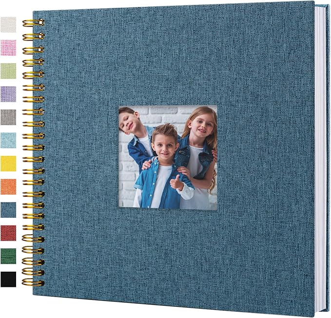 12"x12" Scrapbook Photo Album Linen Cover 40 Sheets 80 Pages White Paper | Navy Hardcover Kraft White Pages Memory Book, for Travel Wedding Guest Book Christmas Baby Shower Fits 4x6 & Instant Photos by Hiwhy