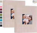 Mublalbum 2 Pack Small Photo Album 5x7, 52 Pockets, Linen Cover,Beige | Linen Cover with Display Window, 52 Vertical Pockets, Portable Mini Picture Book for Artwork Postcards, Picture Storage by Mublalbum