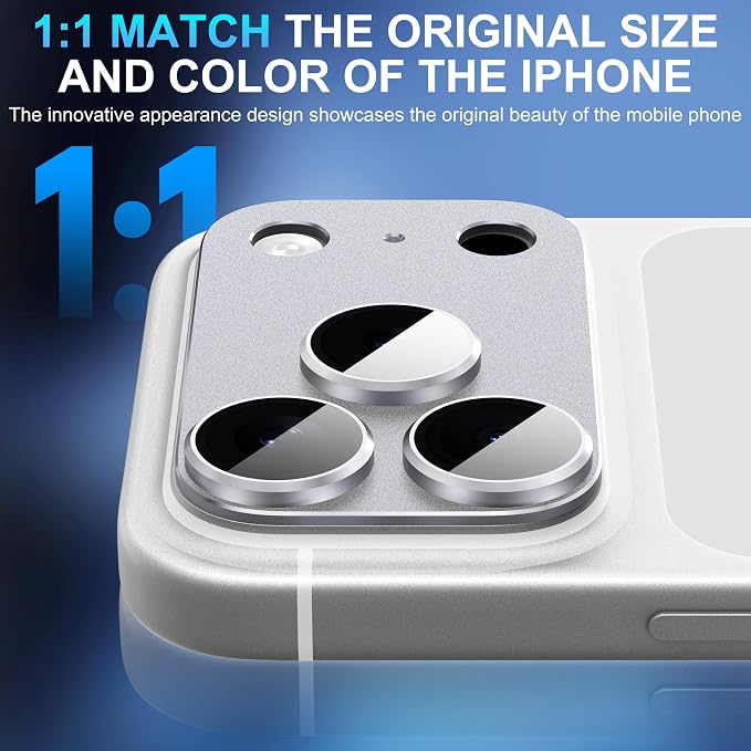 Suoman for iPhone 17 Pro Max Camera Lens Protector -Grey | [All-in-one Frosted] [Strong-Adhesion] Metal Frame Tempered Glass Camera Lens Cover - Image 5