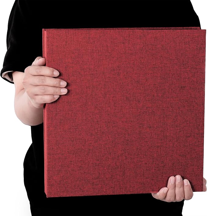 Large Photo Album Self Adhesive 4x6 5x7 3x5 8.5x11 Scrapbook Magnetic Album DIY Scrap Book Length 13 x Width 12.8 (Inches) 120 Sticky Pages Linen Cover DIY Photo Album (Red) - Image 7