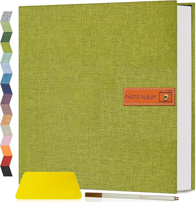 Popotop Large Photo Album Self Adhesive 4x6 5x7 8x10 Scrapbook Album DIY Picture Book,Gifts for Mom,Family Baby and Wedding,with Metal Pen and Plastic Board by Popotop