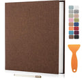 Photo Album Scrapbook – Holds 4x6, 5x7 & 8x10 Pictures – Self-Adhesive Pages for Baby, Wedding, Travel & Family Memories | Includes Metallic Pen & Scraper/Brown Large DIY Memory Book for Gifts by HoneyTolly