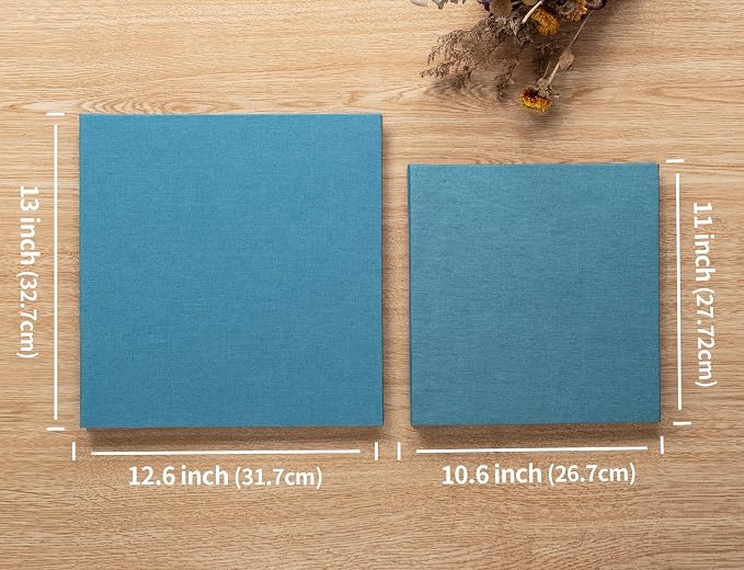 Large Photo Album Self Adhesive 4x6 8x10 10x12 13"x12.8" Magnetic Scrapbook Album 12.6"x11" Inch 60 Sticky Pages Linen Cover DIY Photo Album with A Metallic Pen and DIY Stickers(SkyBlue) - Image 5