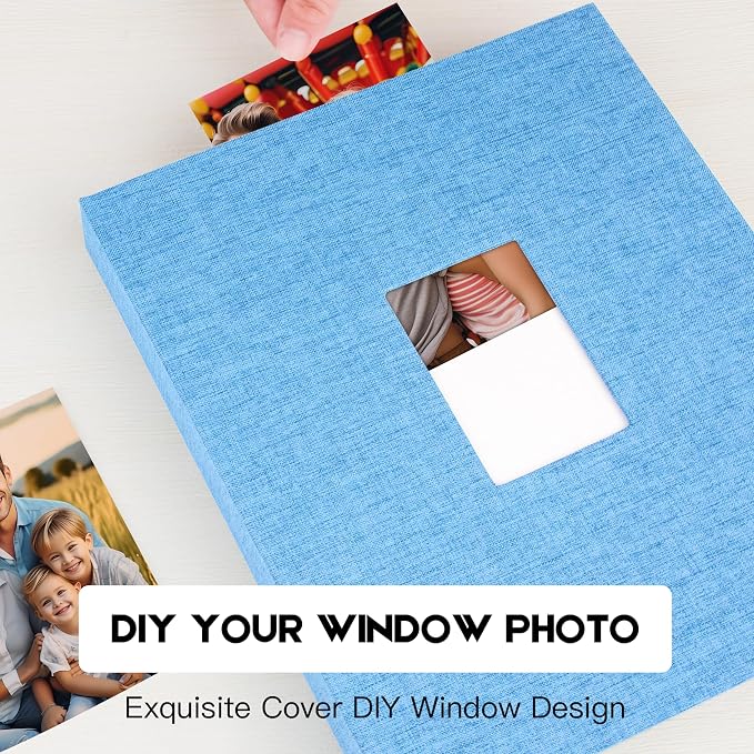 Aevdor 3.5x5 Photo Album, Holds 256 Photos, Linen Cover, Blue | Vertical 3.5x5 Clear Pockets, Front Display Window, Baby, Travel, Family & Anniversary Memories - Image 4