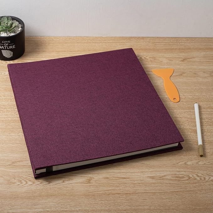 Large Photo Album Self Adhesive Scrapbook Album for 4×6 8×10 Pictures DIY Magnetic Linen Cover Album 40 Pages for Family Wedding Gifts with Metal Pen and Plastic Board - Image 6