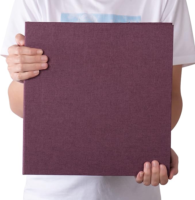 Large Photo Album Self Adhesive 4x6 5x7 3x5 8x10 Scrapbook Magnetic Album DIY Scrap Book Length 13 x Width 12.8 (Inches) 120 Black Sticky Pages Linen Cover DIY Photo Album(Purple) - Image 6