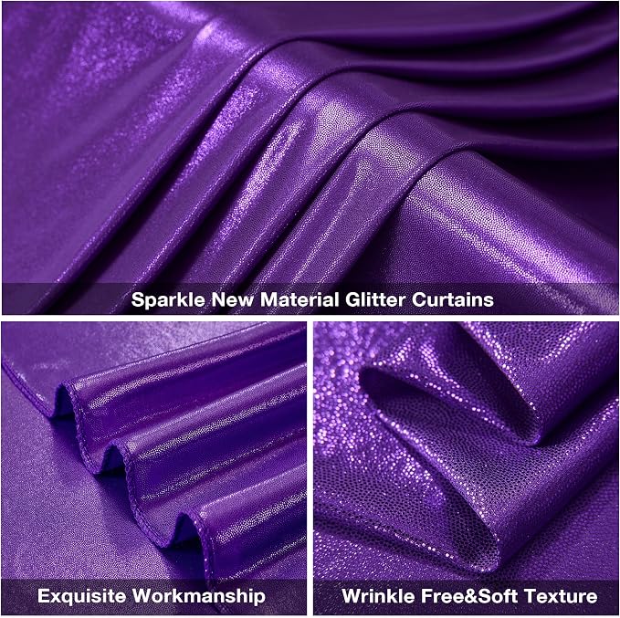 10x10FT Purple Sequin Backdrop Curtain for Party - 2 Panels 5x10FT Wrinkle-Free Shimmer Drapes for Birthday, Wedding, Christmas, Decorations & Photography - Image 6