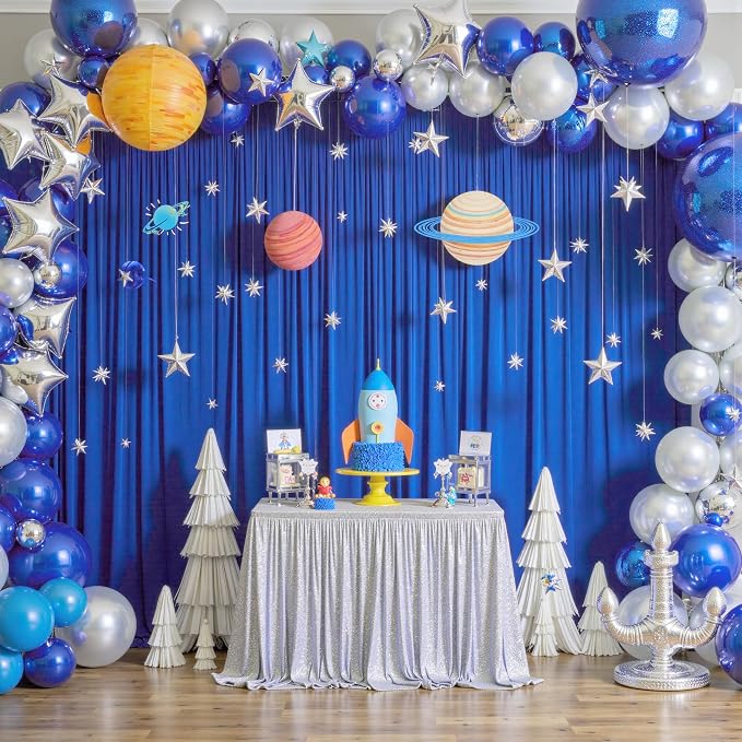 10ft x 8ft Wrinkle Free Royal Blue Backdrop Curtains for Parties, Polyester Photography Backdrop Drapes Back Drop Cloth for Baby Shower Photoshoot Engagement Wedding Birthday Photography Background - Image 3