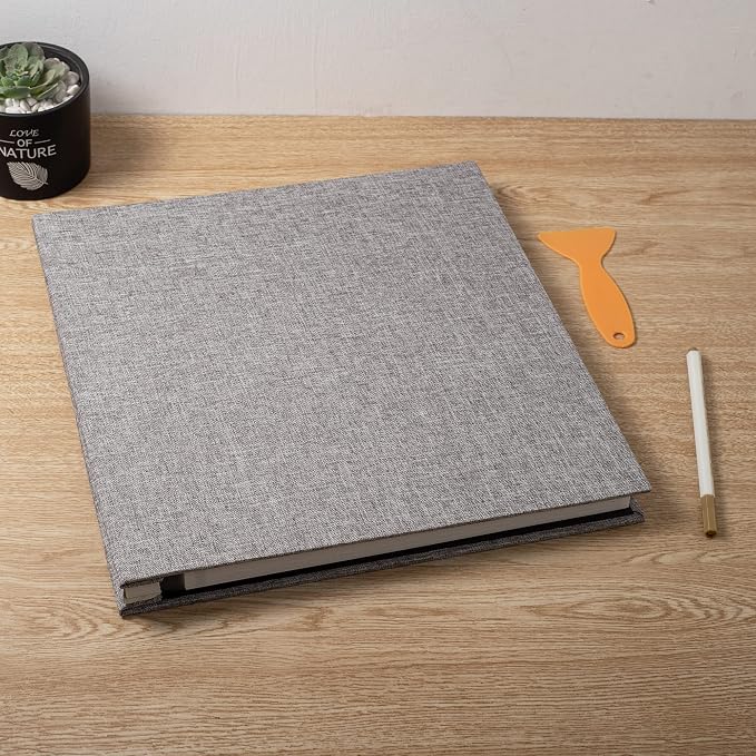Large Photo Album Self Adhesive Scrapbook Album for 4×6 8×10 Pictures DIY Magnetic Linen Cover Album 60 Pages for Family Wedding Gifts with Metal Pen and Plastic Board - Image 6