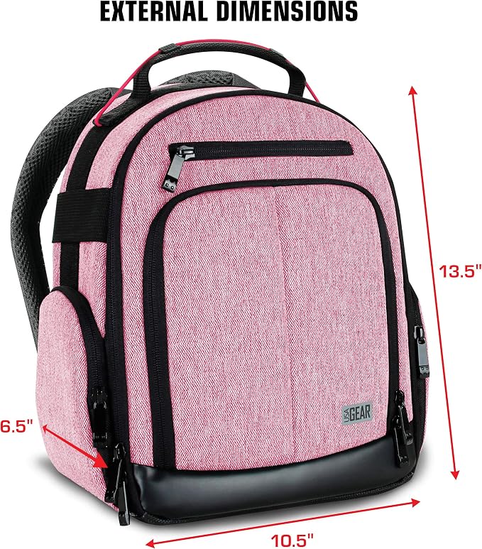 USA Gear Portable Camera Backpack for DSLR with Customizable Accessory Dividers, Weather Resistant Bottom and Comfortable Back Support - Compatible with Canon, Nikon, Sony, Fujifilm, and More (Red) - Image 5