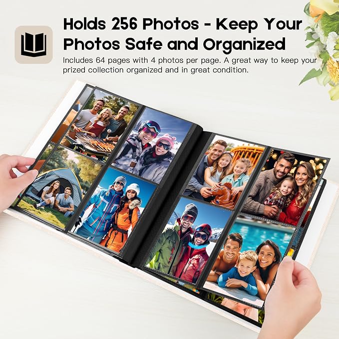 Aevdor 3.5x5 Photo Album, Holds 256 Photos, Linen Cover, Beige | Vertical 3.5x5 Clear Pockets, Front Display Window, Baby, Travel, Family & Anniversary Memories - Image 3