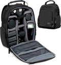 USA Gear Portable Camera Backpack for DSLR with Customizable Accessory Dividers, Weather Resistant Bottom and Comfortable Back Support - Compatible with Canon, Nikon, Sony, Fujifilm, and More (Black) by USAGEAR