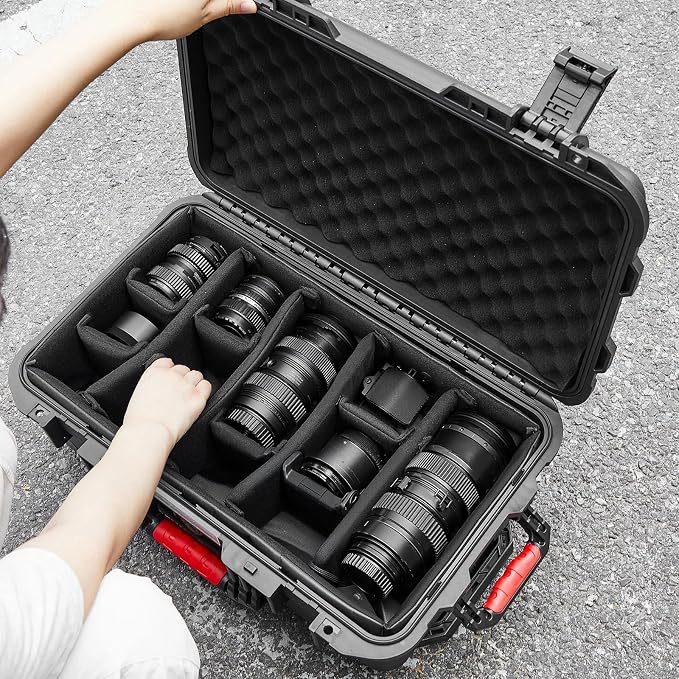Relaxweex Rolling Camera Hard Case with 15 Padded Dividers & Wheels | Impact-resistant, Protective, Waterproof, Hard Shell Travel Case for Cameras, Lenses & Accessories, 22 x 14 x 9 Inch, Black - Image 5