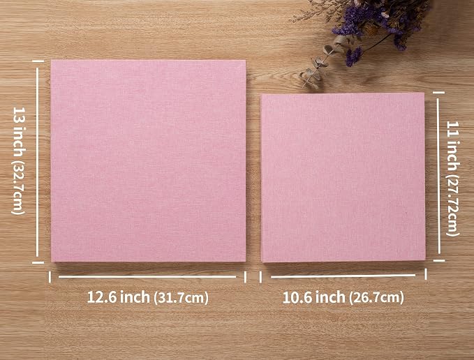 Large Photo Album Self Adhesive 4x6 8x10 10x12 13"x12.8" Magnetic Scrapbook Album 12.6"x11" Inch 40 Pages Linen Cover DIY Photo Album with A Metallic Pen and DIY Stickers(Pink) - Image 6