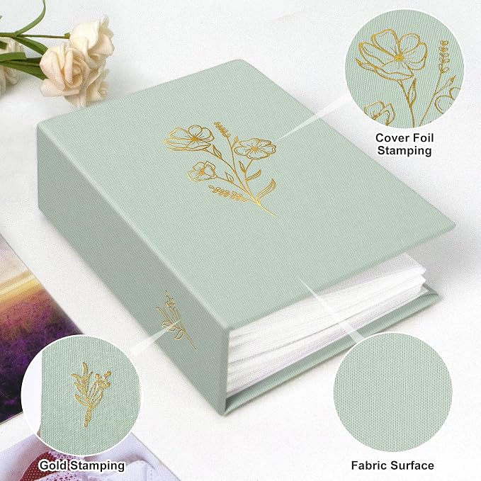 Holoary Photo Album 4x6 100 Photos, 100 Pockets 4”x6” Picture Album, Linen Fabric Cover Picture Book for Photos with Writing Area, 4x6 Photo Albums for Family Weddings Travel Memories(Sage) - Image 3
