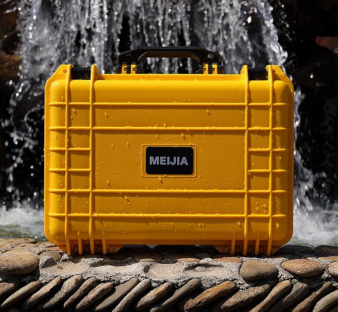 MEIJIA All Weather IP67 Waterproof Hard Camera Case,Hard Protective Case,Hard Case with Customizable Foam,Fit Use of Drones,Camera,Equipments,Pistols(Yellow,18.5 x14.06x6.93inches) - Image 4