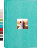 potricher Small Photo Album 4x6 300 Photos, Leather Cover, Teal | Leather 4x6 Picture Album with 300 Horizontal Pockets, Photo Book for Family, Wedding, Anniversary, and Baby by potricher