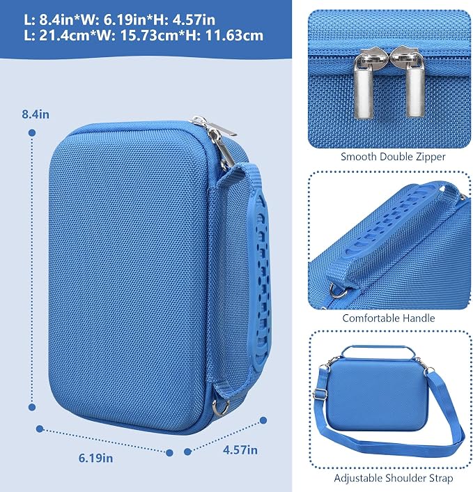 Hard Travel Case for Sony ZV-1F / ZV-1 / ZV-1 II Digital Camera, Protective Cases Bag Fits Vlogger Accessory Kit Tripod, Microphone, LED Video Light, Extra Zipper Pocket fit Battery Pack, Blue - Image 3