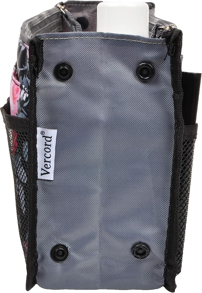 Vercord Purse Organizer Insert for Handbags Bag Organizers Inside Tote Pocketbook Women Nurse Nylon 13 Pockets Peony Flowers Medium - Image 4