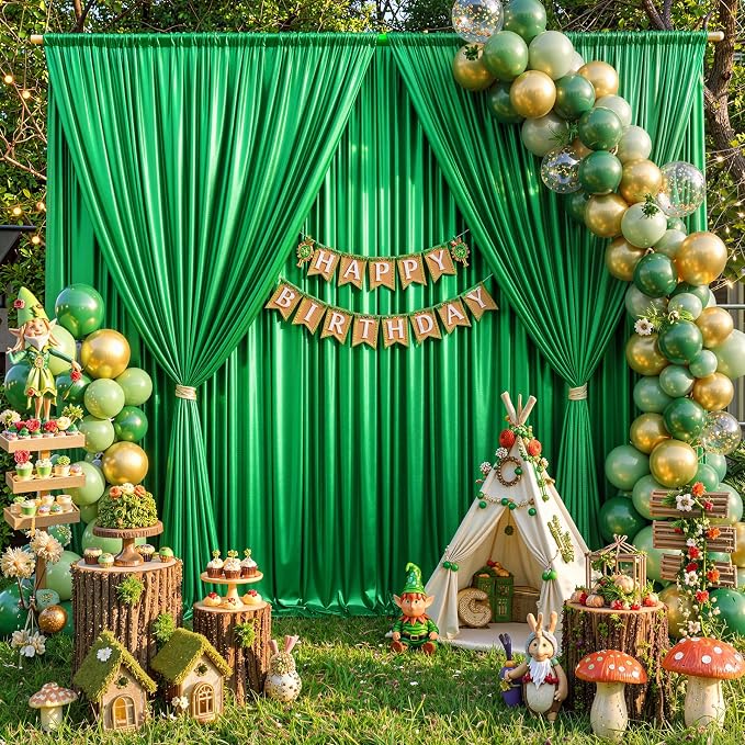 20x10ft Green Sequin Backdrop Curtains, Wrinkle Free Glitter Backdrop Drapes for Wedding Parties Photography Stage Decor, Non-Shedding 4 Panels Set (5x10ft Each) by Outpain