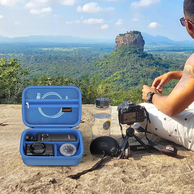 Canboc Carrying Case for Sony ZV-1F/ ZV-1/ ZV-1 II Digital Camera, Blue | Vlogger Accessory Kit Tripod Travel Storage Bag with Strap, Mesh Pocket fit Cable (Case Only) - Image 7