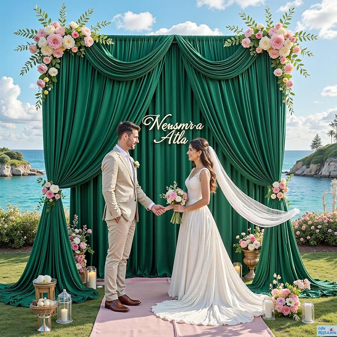 30 ft x 10 ft Wrinkle Free Hunter Green Backdrop Curtain for Parties, Polyester Dark Green Photo Backdrop Drapes 6 Panels 5x10ft for Baby Shower Wedding Birthday Party Photography Curtains - Image 9