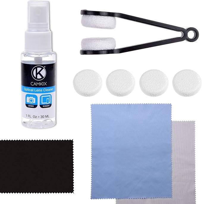 Cleaning Kit for Eyeglasses/Sunglasses - Lens Cleaning Tool with 2 Sets of Spare Pads, Lens Cleaning Spray Bottle, 3 Microfiber Cloths - Quick and Easy to Use - Immaculate Results by CamKix