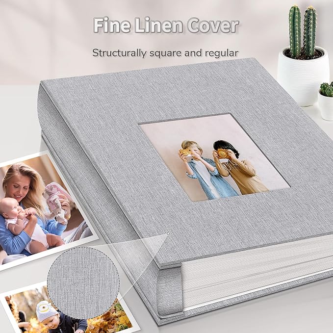 Artfeel Photo Album 4x6 with 1000 Pockets,Slip-in Picture Albums,Linen Cover Memory Book with Front Window,White Page Vertical Photo Book for Wedding,Family,Anniversare,Baby,Vacation - Image 6