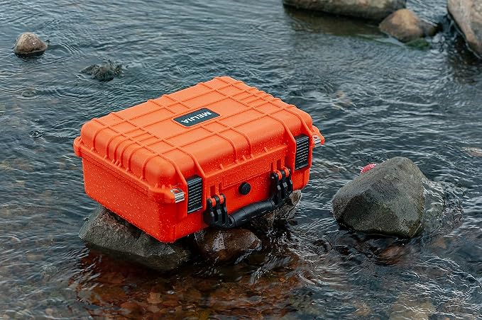 MEIJIA All Weather IP67 Waterproof Hard Camera Case,Hard Protective Case,Hard Case with Customizable Foam,Fit Use of Drones,Camera,Equipments,Pistols(Orange,15.98x12.99x6.85inches) - Image 8