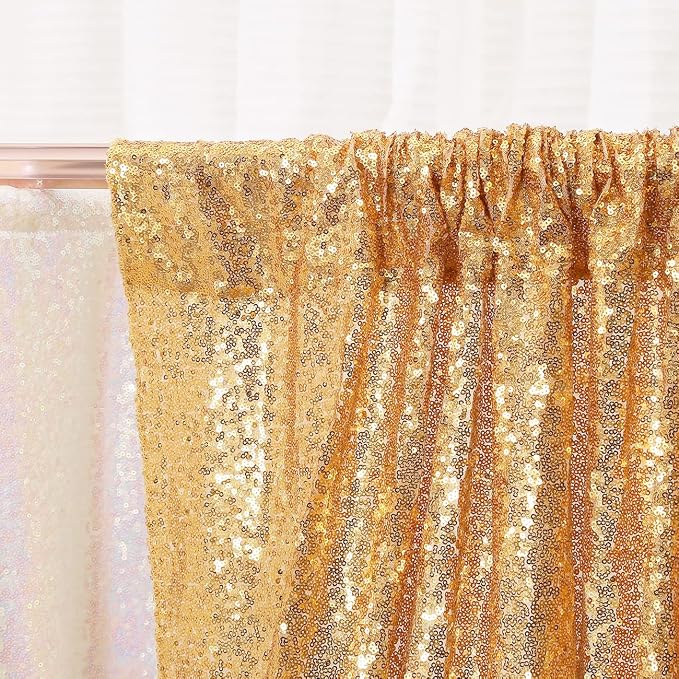 Poise3EHome Gold Sequin Backdrop, 20Ft x 10Ft Glitter Photography Background Curtains for Party Baby Shower Wedding Birthday Christmas Thanksgiving Halloween Decoration - Image 4
