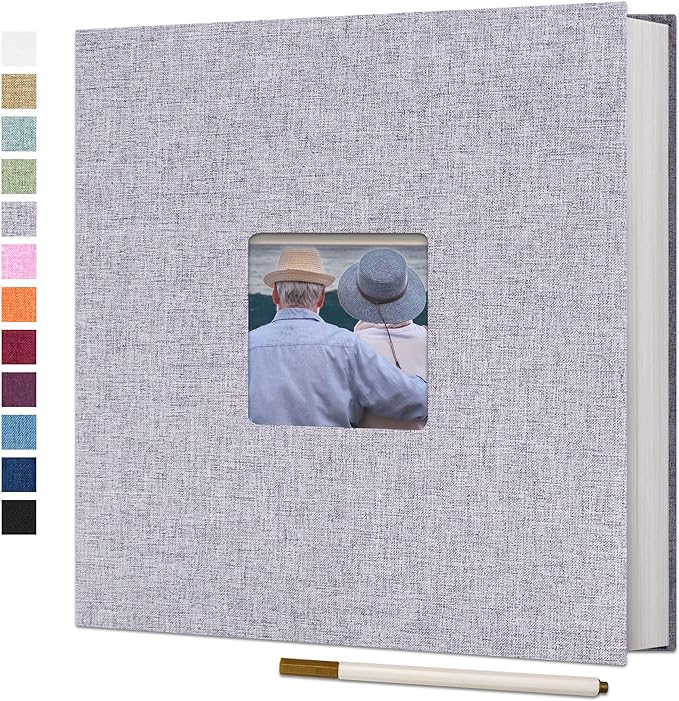 Vienrose Large Photo Album Self Adhesive for 4x6 8x10 10x12 Pictures Magnetic Scrapbook Album DIY 13" X 12.6" 60 Blank Pages with A Metallic Pen | Linen Cover, Scrapbook, Fits 4X6 8X10 10X12 Pictures, Metallic Pen, Diy by Vienrose