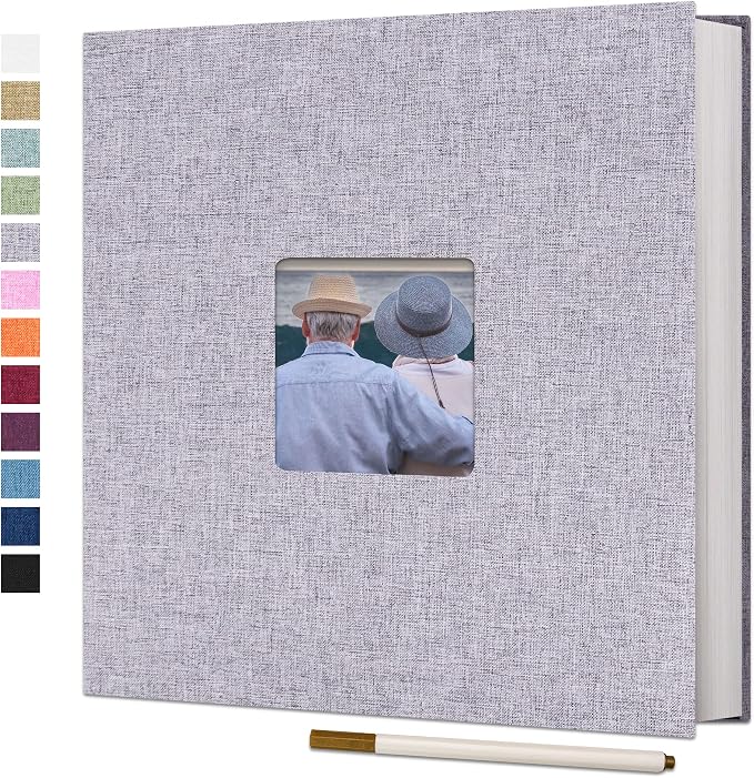 Vienrose Large Photo Album Self Adhesive for 4x6 8x10 Pictures Linen Scrapbook Album DIY 40 Blank Pages with A Metallic Pen | Linen Cover, Scrapbook, Fits 4X6 8X10 Pictures, Metallic Pen Included, Diy by Vienrose
