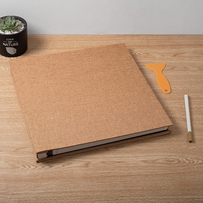 Large Photo Album Self Adhesive Scrapbook Album for 4×6 5×7 8×10 Pictures DIY Magnetic Linen Cover Album 60 Pages for Family Wedding Gifts with Metal Pen and Plastic Board - Image 6