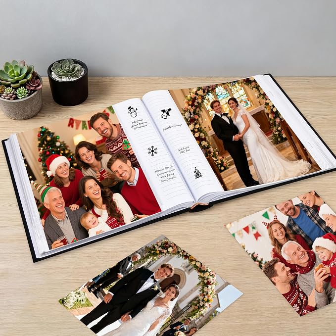 Aevdor 8x10 Photo Album, 100 Pockets, Linen Cover, Writing Space, Black | Fits 8x10 Photos, Graphic Designs, Watercolors and Drawings, Doubles as an Art Portfolio - Image 2