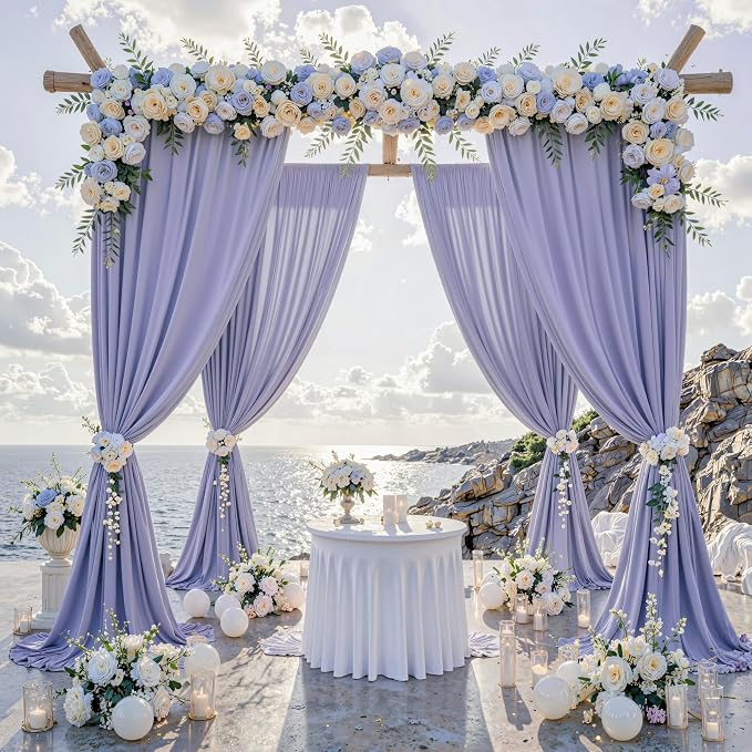 10 ft x 10 ft Wrinkle Free Lavender Backdrop Curtain for Parties, Polyester Light Purple Photo Backdrop Drapes 2 Panels 5x10ft for Baby Shower Photoshoot Wedding Birthday Party Photography Curtains by Outpain