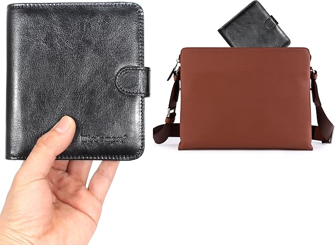 Wisdompro Business Card Organizer Book with 64 Card Slots, Black | Premium PU Leather, Wallet Name Credit ID Card Holder Case with Magnetic Shut, 14 Extra Small Cells for Memory Cards - Image 6