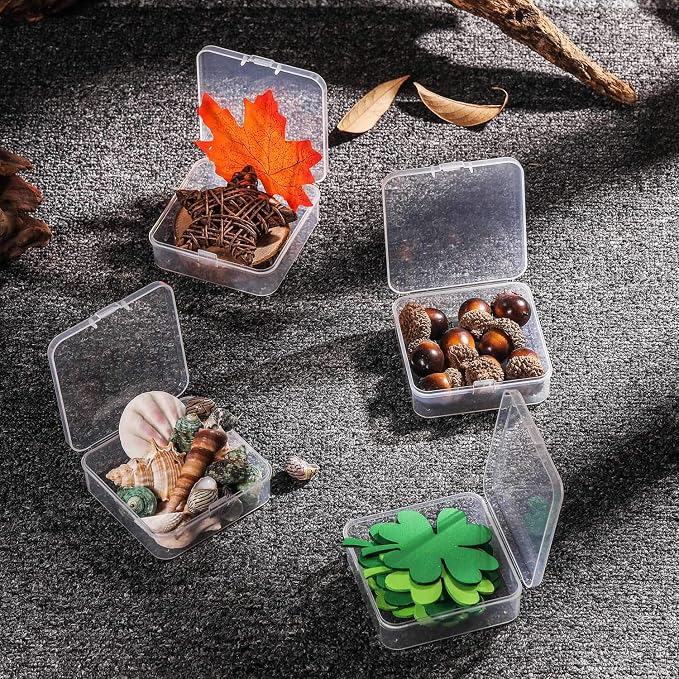 SATINIOR 12 Pack Clear Plastic Beads Storage Containers Box with Hinged Lid for Beads and More (2.9 x 2.9 x 1 Inch) - Image 7