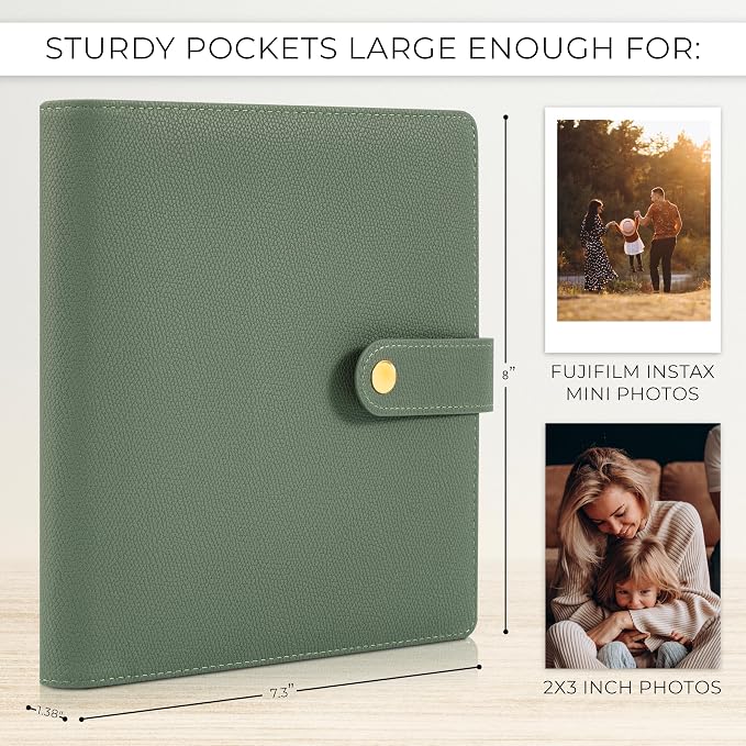 Beautiful Photo Album for 2x3 in Polaroid Photos - Instax Mini Compatible | Safely Holds Your 300+ Pictures of Unique Memories - The Perfect Book to Store Pictures or Trading Collection Cards - Image 7