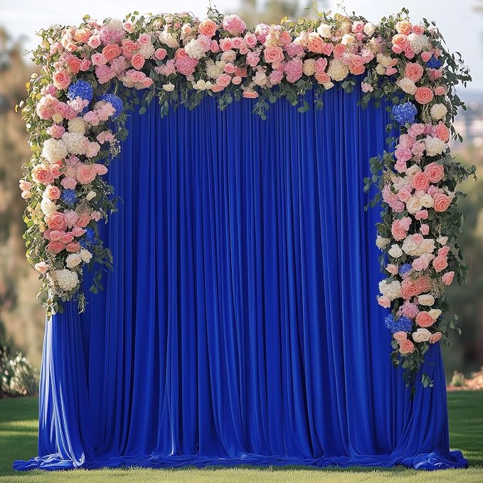 Royal Blue Backdrop Curtain for Parties Backdrop Drapes 10x10FT | Wrinkle Free Polyester Curtain Backdrop Draping Fabric for Backdrop Photoshoot Birthday Party Background, 2 Panel 5x10FT by Wokceer