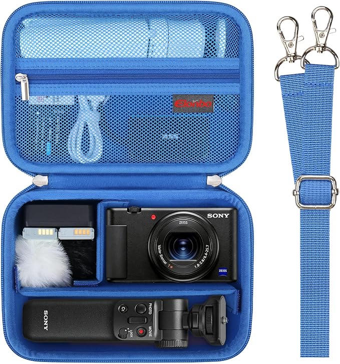 Elonbo Carrying Case for Sony ZV-1F / ZV-1 / ZV-1 II Digital Camera, Black | Sony ZV 1F Vlogging Camera Hard Travel Protective Bag, Vlogger Accessory Kit Tripod Microphone Grip Organizer Holder by Elonbo