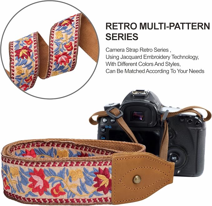 Padwa Lifestyle 2" Wide Classic Crazy Horse Art Cowhide Head Cotton Camera Straps for Photographers - Image 3