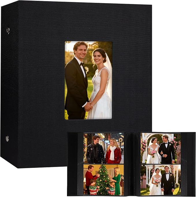 Aevdor 5x7 Photo Album, Holds 320 Photos, Linen Cover, Black | Fits 5x7 Photos, Postcards & Artwork, Family & Wedding Albums, Baby & Travel Memories by Aevdor