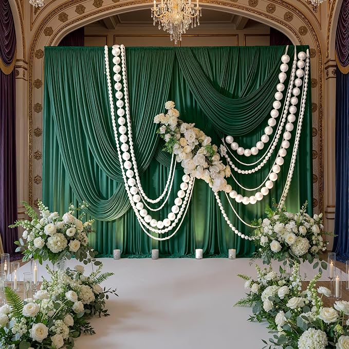 10ft x 10ft Wrinkle Free Hunter Green Backdrop Curtains for Parties, Polyester Photo Backdrop Drapes for Wedding Birthday Party Photography Background Photoshoot - Image 3