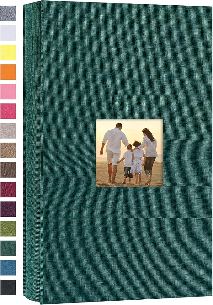 potricher Photo Album 4x6 Pictures, 300 Pockets, Linen Cover, Dark Green | Linen Cover, Front Window, Large Capacity 4x6 Picture Albums, Photo Book for Family, Wedding, Anniversary, Baby, Keepsake by potricher