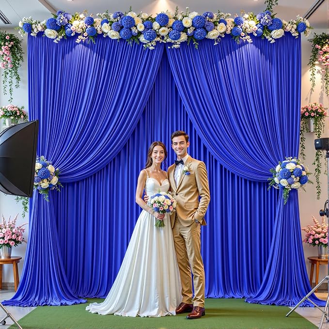 24ftx10ft Wrinkle Free Royal Blue Backdrop Curtain - 10 Feet Photography Backdrop Drapes, Silky Polyester Back Drop Cloth for Wedding Baby Shower Balloon Arch Background - Image 3